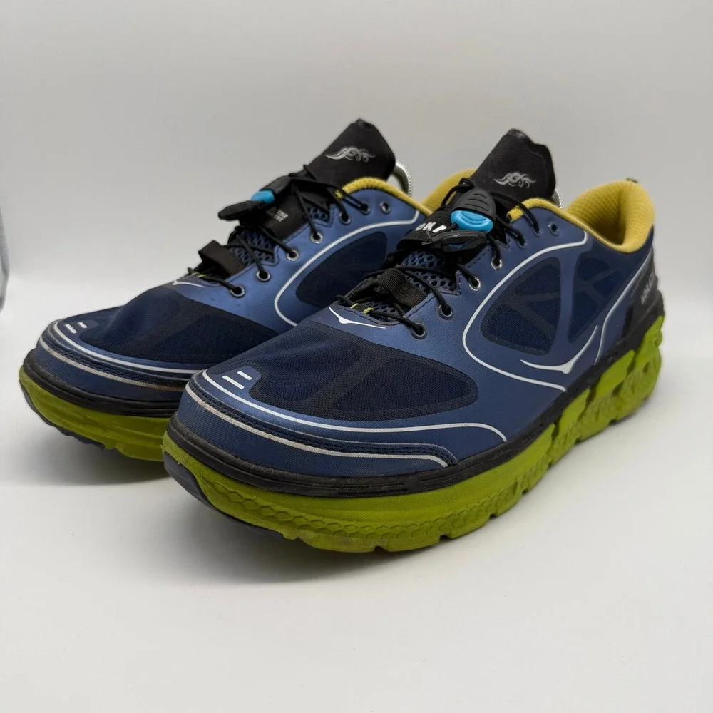 Hoka One One Conquest Running Shoes Blue Lime Green 30108 025 Mens 14